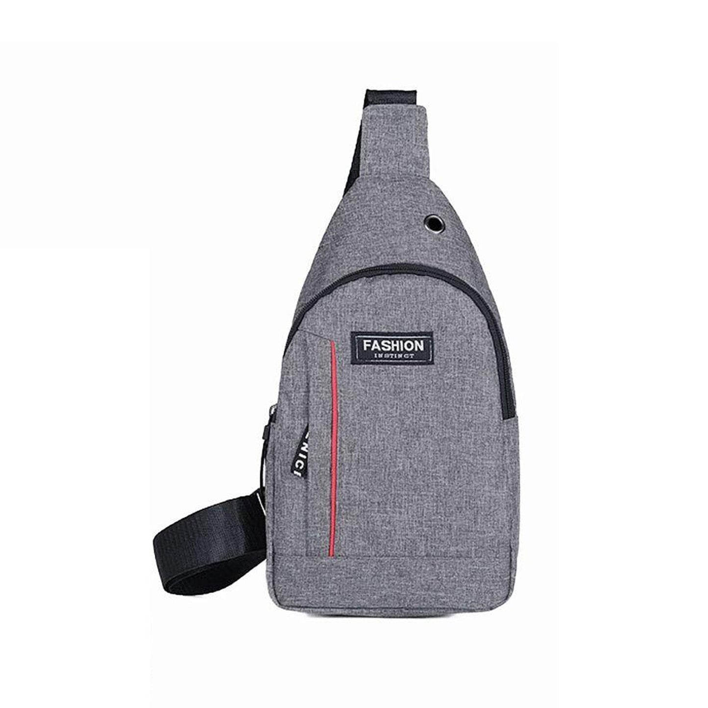 0323 Grey Waterproof Anti Theft Crossbody Fanny Pack Waist Bag Pu Leather Shoulder Bags Chest Men Casual Fashion Usb Charging Earphone Hook Sling Travel Messengers Bag - My Store