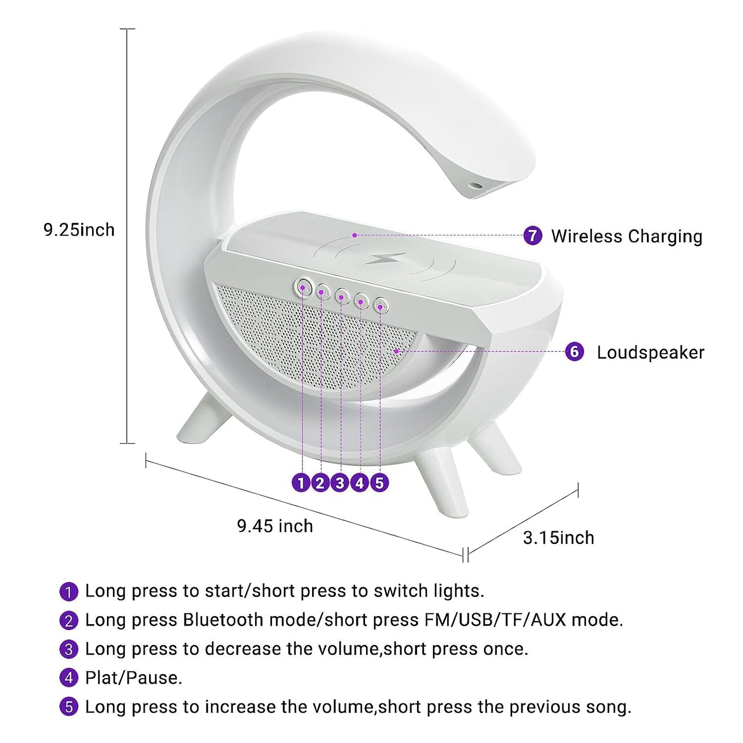 1393 3 - in - 1 Multi - function Led Night Lamp With Bluetooth Speaker Wireless Charging For Bedroom For Music Party And Mood Lighting - Perfect Gift For All Occasions - My Store