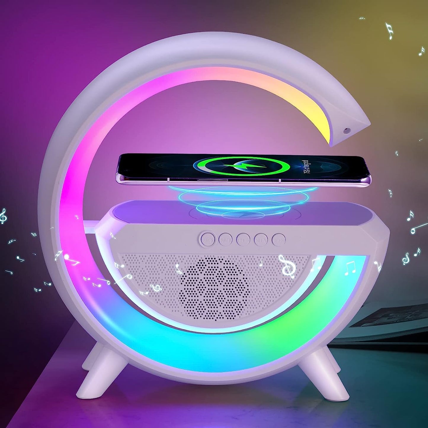 1393 3 - in - 1 Multi - function Led Night Lamp With Bluetooth Speaker Wireless Charging For Bedroom For Music Party And Mood Lighting - Perfect Gift For All Occasions - My Store