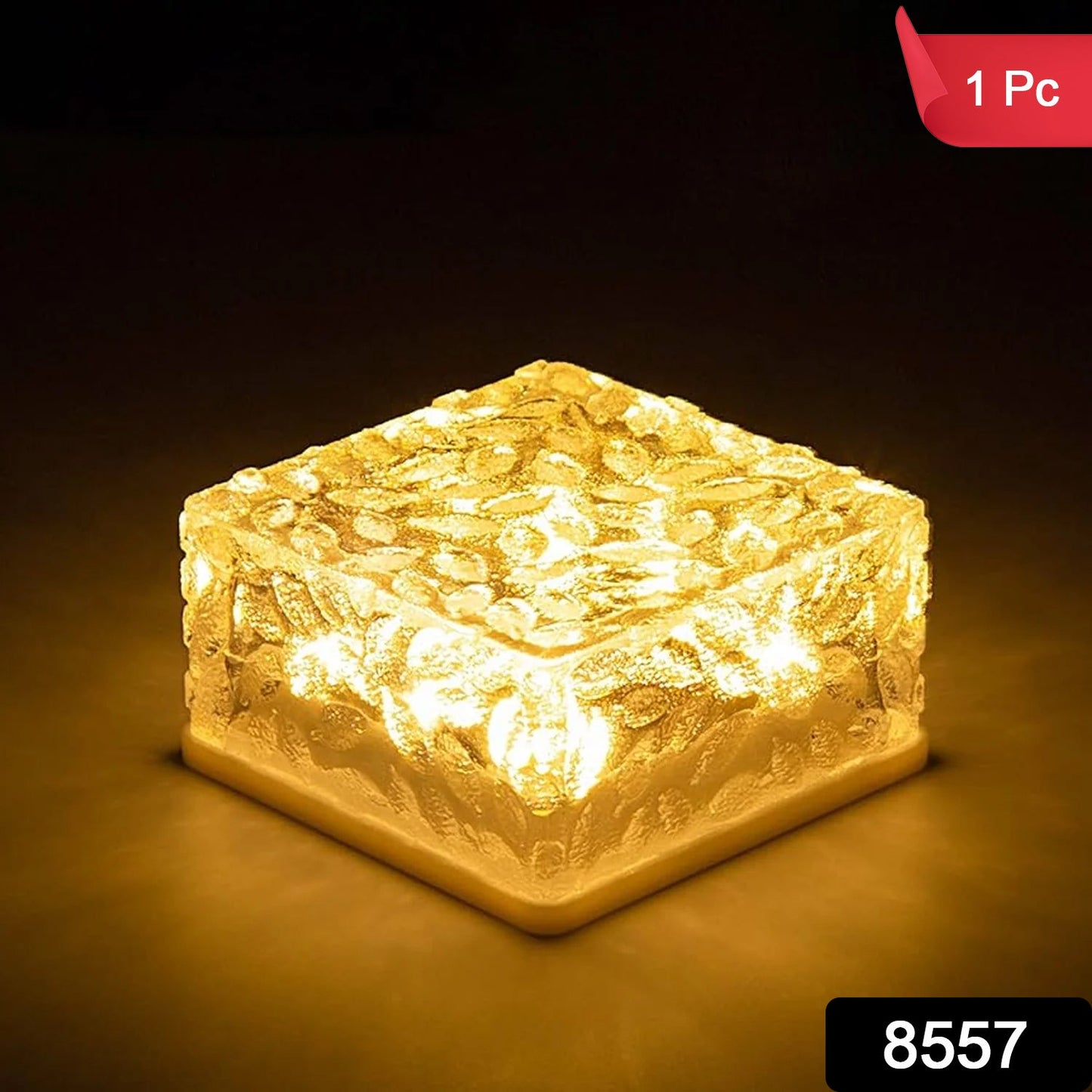 8557solar Ice Cube Shaped Garden Light Ice Cube Shaped Garden Warm Light Outdoor Solar Garden Decorative Lights For Walkway Pathway Backyard Christmas Decoration Parties - My Store