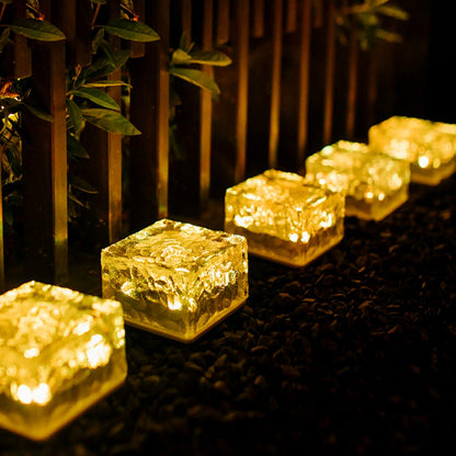 8557solar Ice Cube Shaped Garden Light Ice Cube Shaped Garden Warm Light Outdoor Solar Garden Decorative Lights For Walkway Pathway Backyard Christmas Decoration Parties - My Store