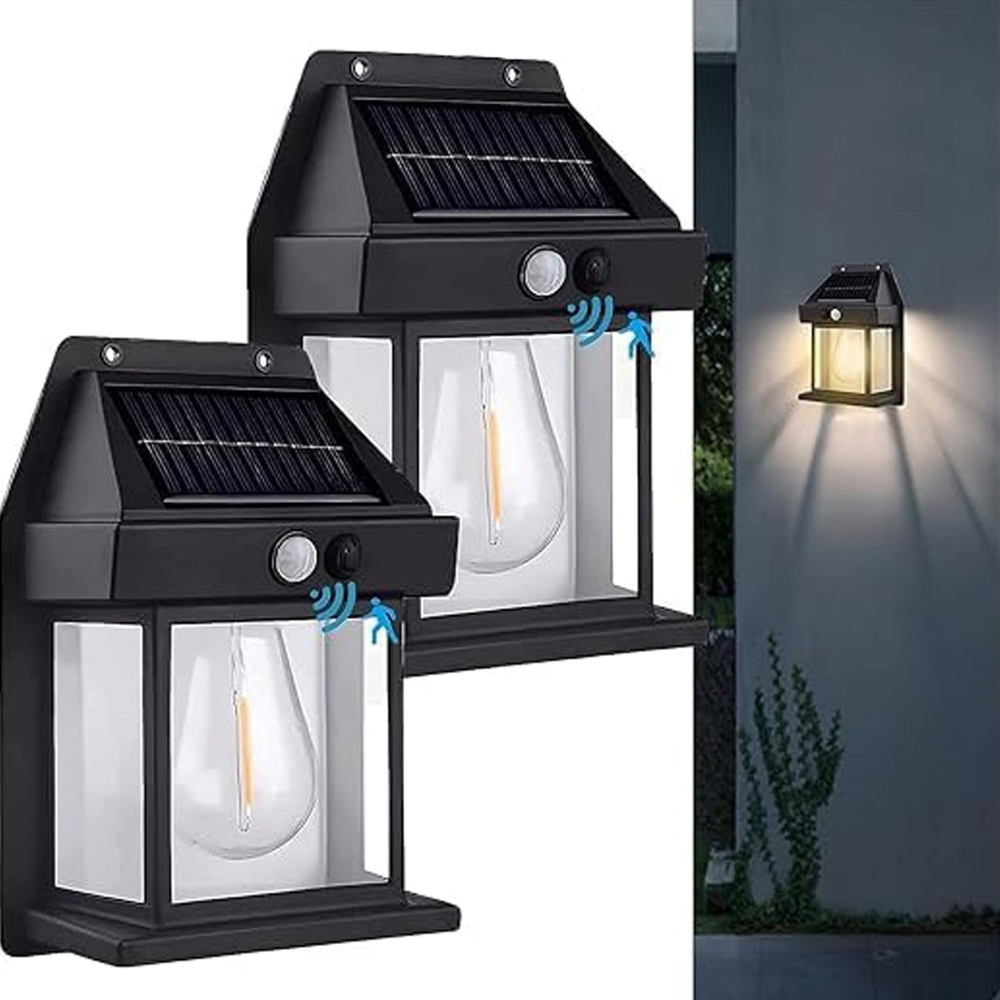 9428 Solar Wall Lights Lamp Outdoor Wireless Dusk To Dawn Porch Lights Fixture Solar Wall Lantern With 3 Modes Motion Sensor Waterproof Exterior Lighting With Clear Panel (1 Pc ) - My Store