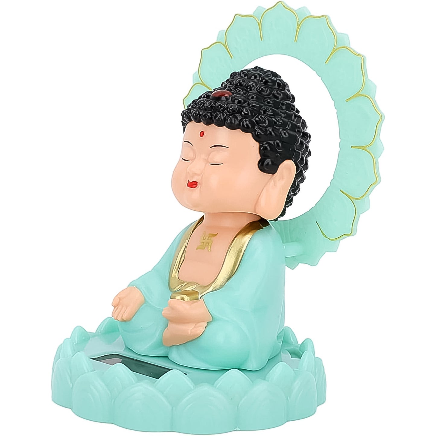 Plastic Solar Powered Moving Head Sitting Action Buddha Statue (1 Pc)