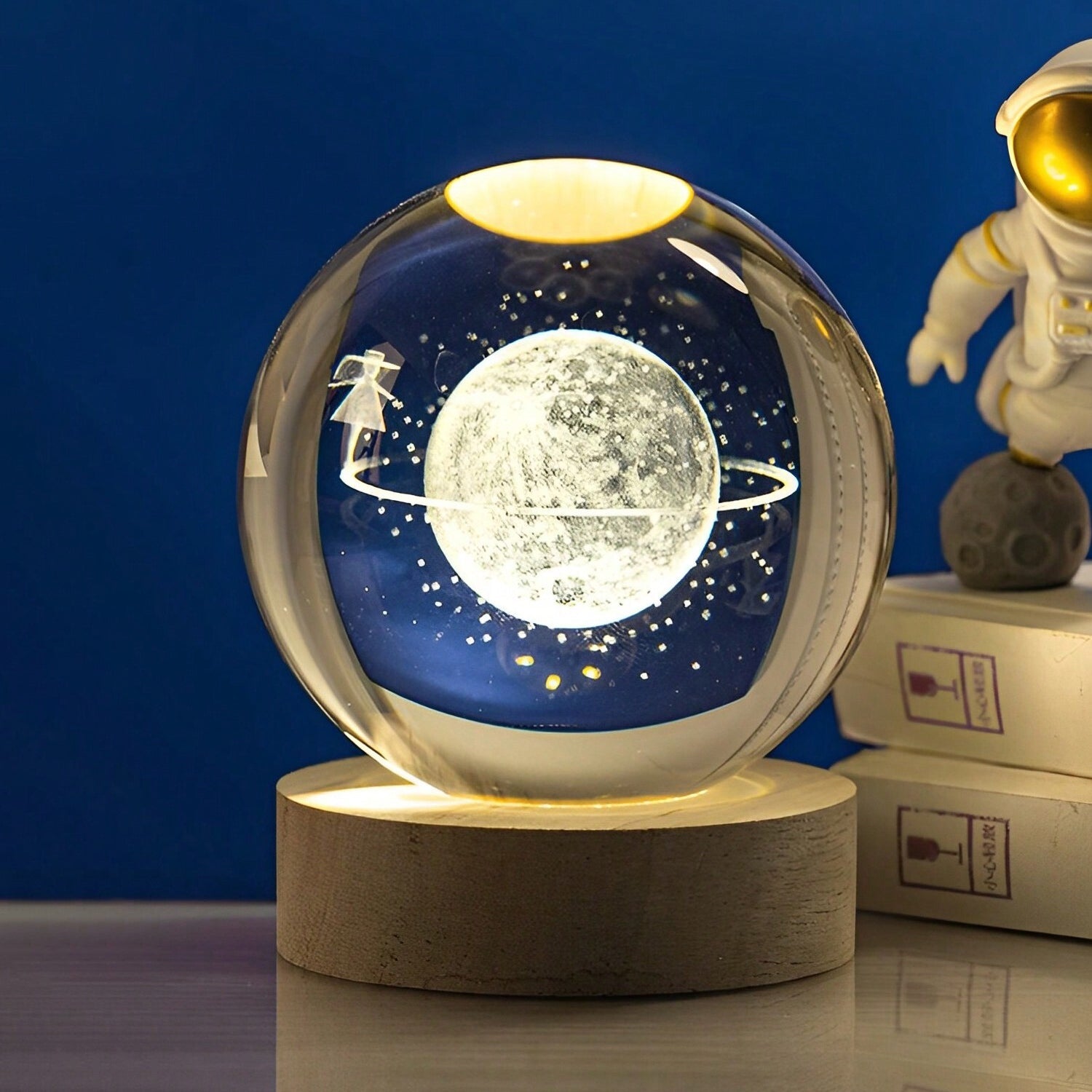 Astronaut Ball Night Light With Resin Base Decorative For Living Room Decor (1 Pc) - My Store