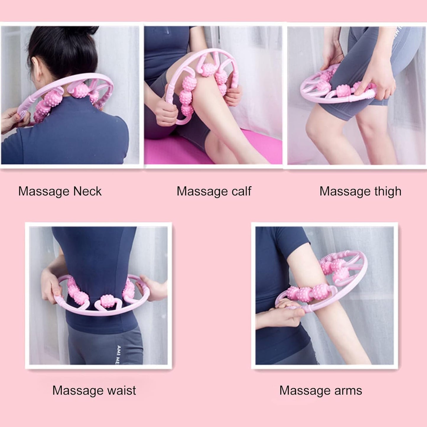 Muscle Massage Roller 8 Wheels Relieve Soreness Leg Muscle Roller Fitness Roller Muscle Relaxer Massage Roller Ring Clip All Round Massaging Uniform Force Elastic Pp Drop Shaped For Home Use (1 Pc)